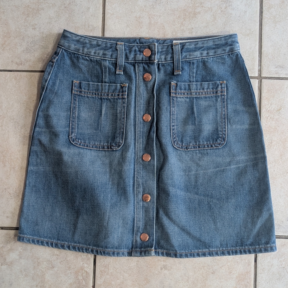 rag & bone Classic Blue Button-Front Mini Skirt